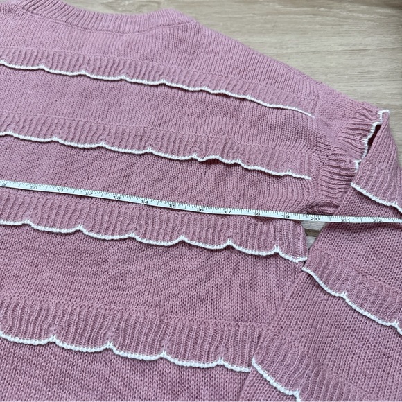 Mazik pink and white ruffled long sleeve sweate - Picture 3 of 3